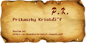 Prikaszky Kristóf névjegykártya
